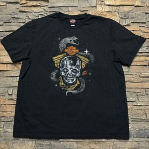 Harley Davidson Shirt Men’s 2XL Black Motorcycle Skull Snake Graphic Riding Bike